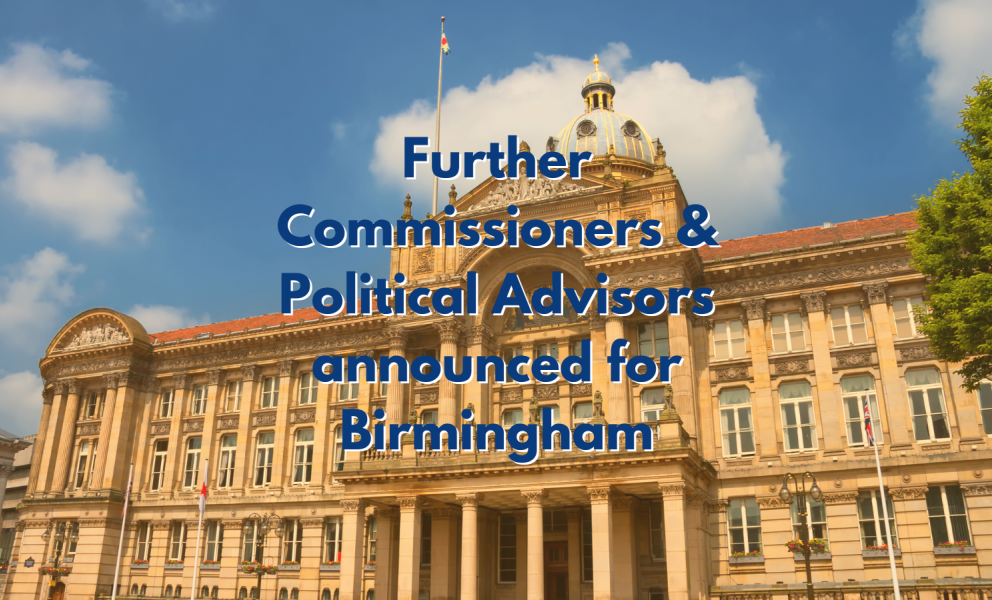 Further commissioners and political advisors named for Birmingham