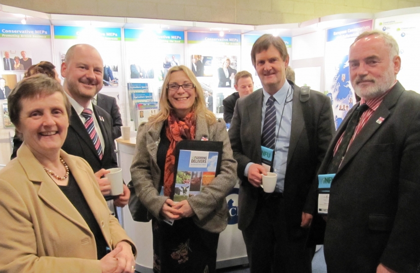 Photograph shows Anthea McIntyre MEP with delegates at NFU Conference 2013