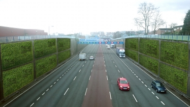 A mock up of Birmingham Conservatives proposal to put green walls along the Aston Expressway, as part of their clean air plan alternative