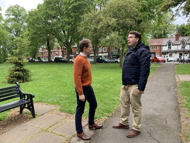 Gary and Andy Street Discussing how to help small business on Kings Norton Green