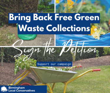 3 different pictures of green rubbish with the words "Bring back Free Green Waste"